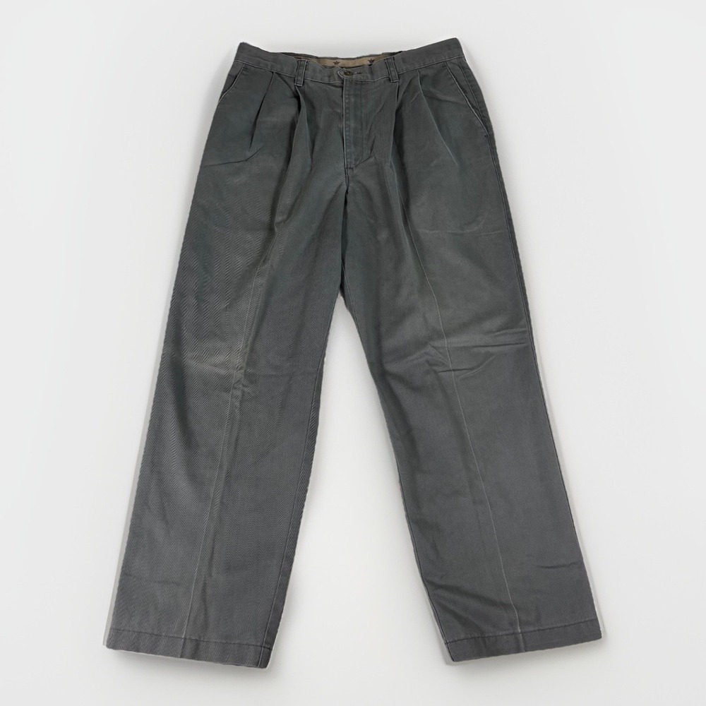 Dockers Pleated Chinos Mens 36x30 Grey Cotton Straight Leg Pants Preppy Vintage